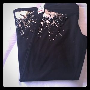 Black and Silver Yoga Pants. L (juniors)